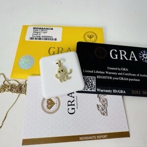1Ct Moissanite Octopus Pendant Gold Plated 925 Silver $200 MSRP - GRA Certified